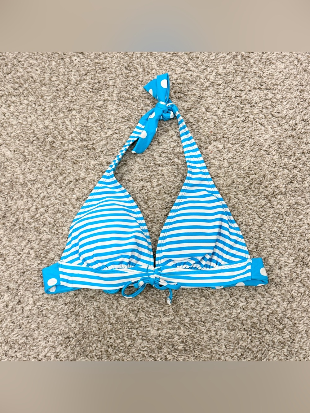 Y2K blue stripe and polkadot Joe Boxer bikini top